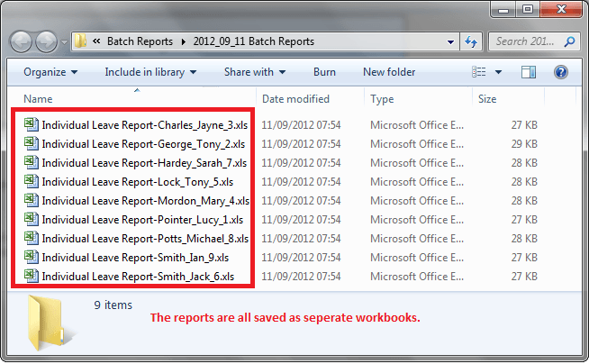 Batch report result files