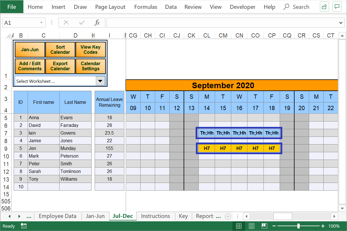 Excel Holiday Planner Staff Holiday Management